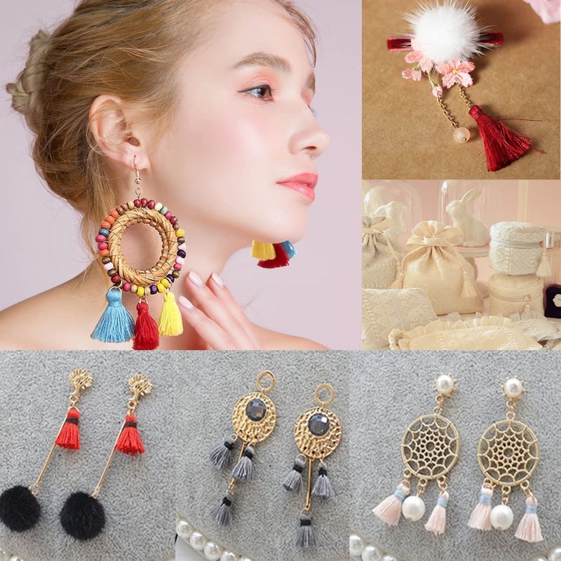TIHOOD 200PCS Mini Tassel Kit Tiny Craft Tassel 1.2 Inch Handmade Soft Craft with Golden Jump Ring for Earring Jewelry Making  DIY Projects  Making Garland Keychain  Bookmarks  20 Colors - Image 3